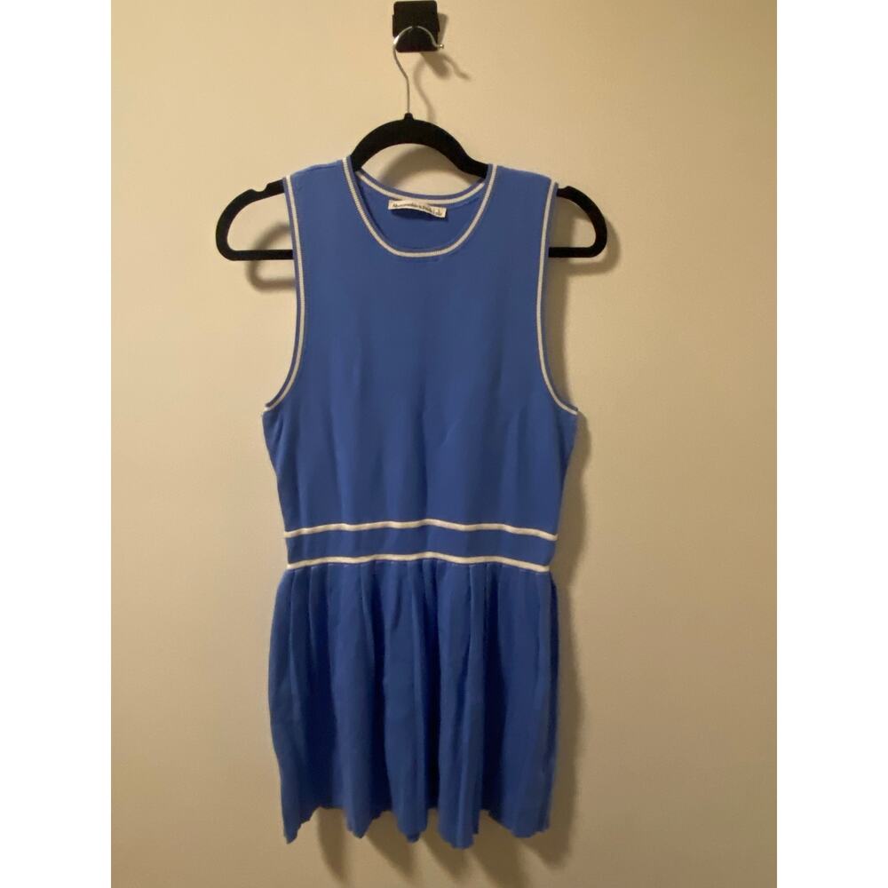 Abercrombie & Fitch Blue Pleated Lightweight Knit Tennis Dress-Size L